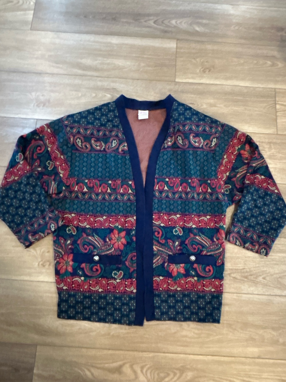 Vintage Lady Graff USA Paisley Floral Cardigan Jacket Women’s Size 38 (M)